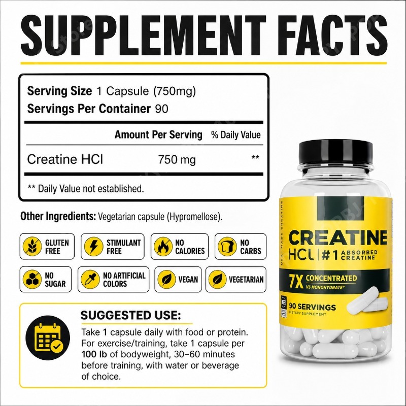 Creatine HCl 750mg 90 Kapsul P - Nutrition For Fitness ulasan dan harga