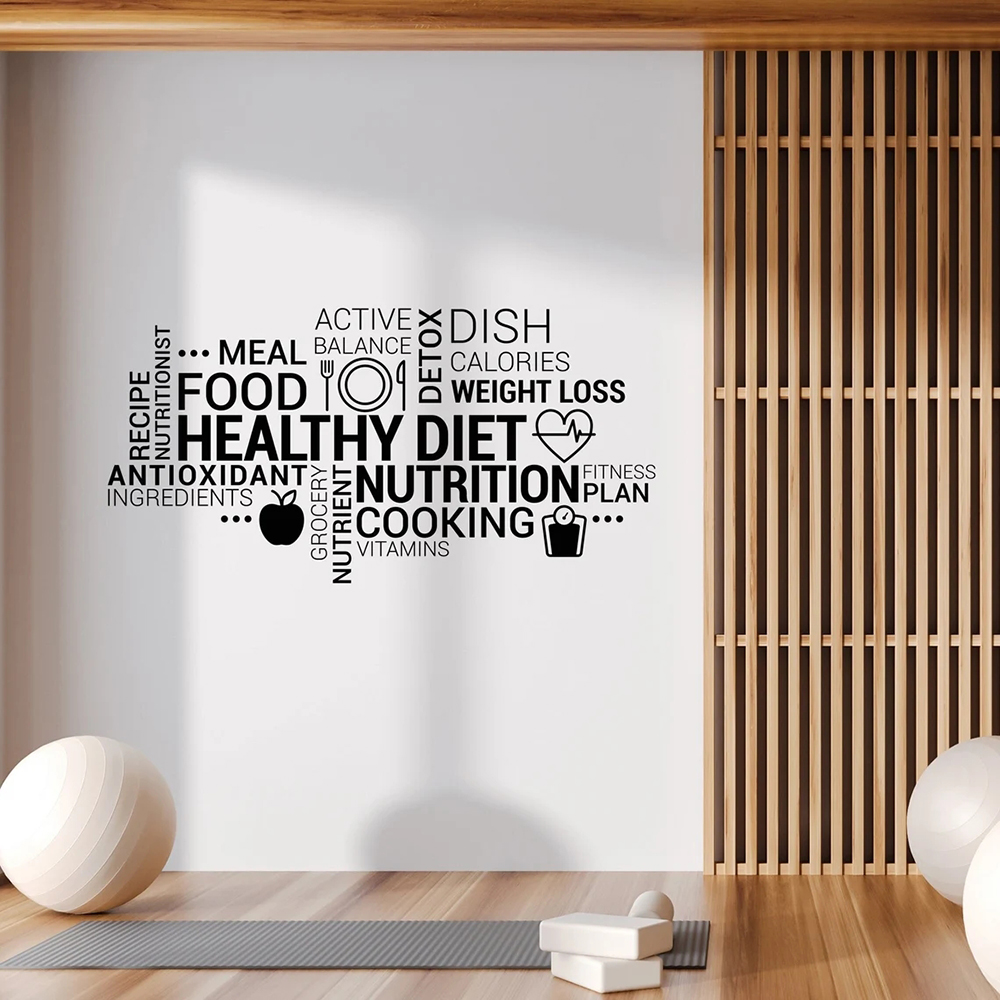 Stiker Dinding Vinil Makan Seh - Nutrition Fitness Health ulasan dan harga